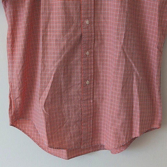 Ralph Lauren Men's Medium Short Sleeve Button Down Shirt Orange Plaid Cotton - Picture 2 of 7